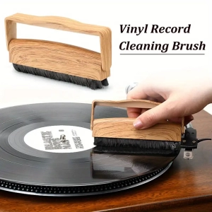 Wood-Tone Record Cleaner Brush 